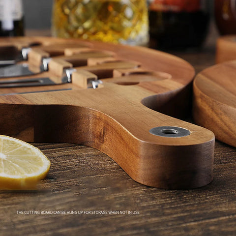 Bamboo Cheese Board Set Round Rotate Charcuterie Boards 4 Knives Sets Scoop Cut Cheese Platter Outdoor Tray Kitchen Tools