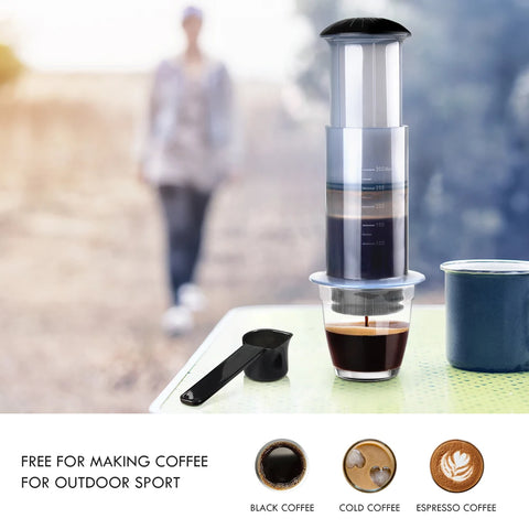 Espresso Portable Coffee Pot Filter Espresso Machine with Filter Paper Set French Fit for AeroPress Machines icafilas