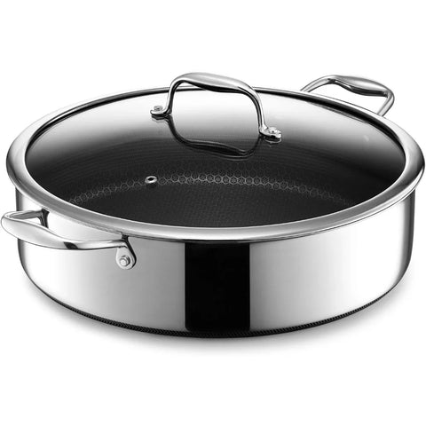 Hybrid Nonstick 5.5 Qt Deep Sauté Pan and Lid, Dishwasher and Oven-Safe, Induction Ready, Compatible with All Cooktops