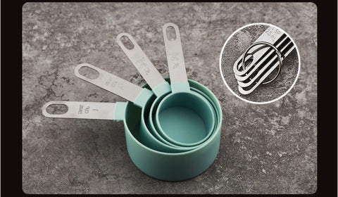 8PCS Measuring Cups Spoons Set For Baking Cake Pastry Cooking Utensils Stainless Steel Handle Kitchen Tools Accessories Gadget