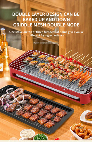 2024 NEW Zibo Barbecue Electric Barbecue Pan  Multi functional Barbecue Grill Rack Electric Barbecue skewers Fried Barbecue Pan