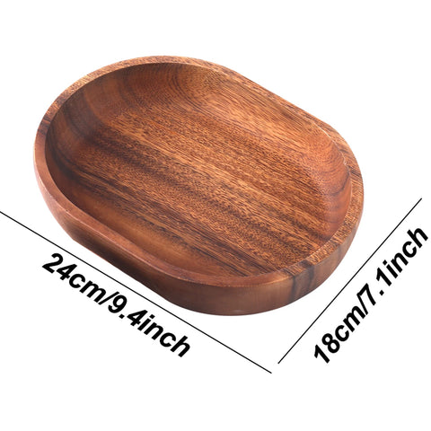 Wooden Salad Bowl Set of 3-Acacia Oval Dessert Displays Serving Trays Great for Fruit, Food, Salads, Mixing & Serving Bowl