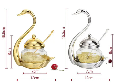 stainless steel swan sugar dish salt and pepper bottle bowl Spice Jar Set Seasoning