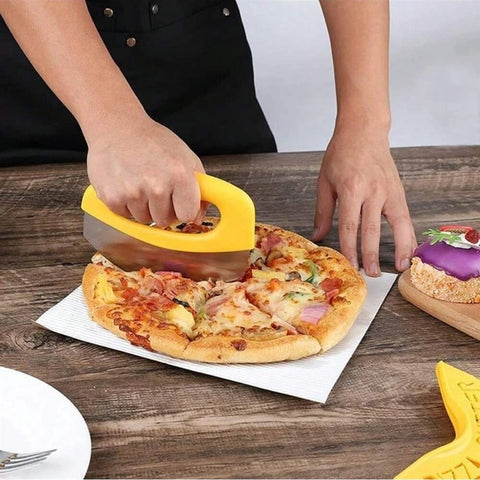 Stainless Steel Pizza Cutter with Cover Food Chopper Herb Cheese Knife Cutter Ring for Precise Pizza Slicing Baking Tools