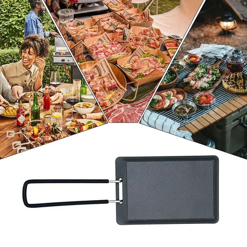 Camping Barbecue Grill Plate Picnic Square Griddle Pan Steak Frying Pan Non Stick Flat Griddle Pan Multipurpose BBQ Grilling Pan