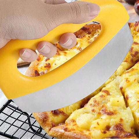 Stainless Steel Pizza Cutter with Cover Food Chopper Herb Cheese Knife Cutter Ring for Precise Pizza Slicing Baking Tools