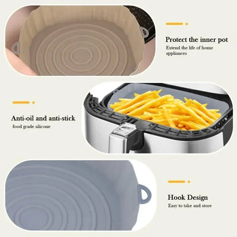 Reusable Air Fryer Silicone Pot Oven Baking Tray Airfryer Silicone Basket Pizza Fried Chicken Grill Pan Mat for Kitchen Tool