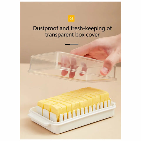 Plastic Butter Dish With Dividable Lid, Quantitative Cutting Butter Dish, Butter Airtight Preservation Container Box