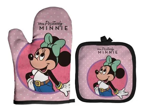 Mickey and Minnie Baking Gloves Cartoon Insulation Mat Pink Microwave Oven Mitt Anti-heat Cooking Potholders Kitchen Accessories