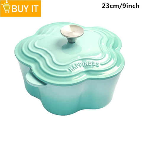 33cm Cast Iron Dutch Oven with Lid For Cooking Meat and Seafood  13 Inch Enameled Cast Iron Shallow Casserole Braiser Oven Safe