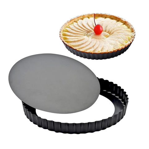 20-30cm Non-Stick Tart Quiche Flan Pan Molds Round Removable Loose Bottom Fluted Heavy Duty Pie Pizza Cake Baking Pan Bakeware