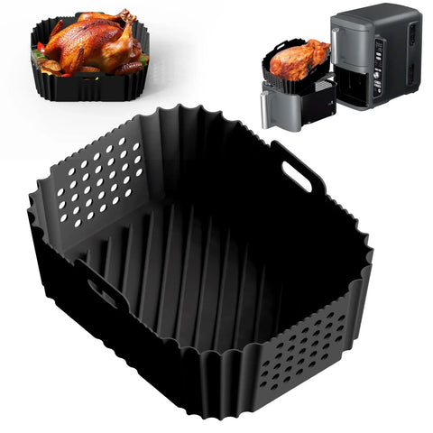 Air Fryer Accessories Set Air Fryer Silicone Basket Oven Baking Tray Silicone Pot Liner Steamer Roasting Rack For Ninja SL400EU