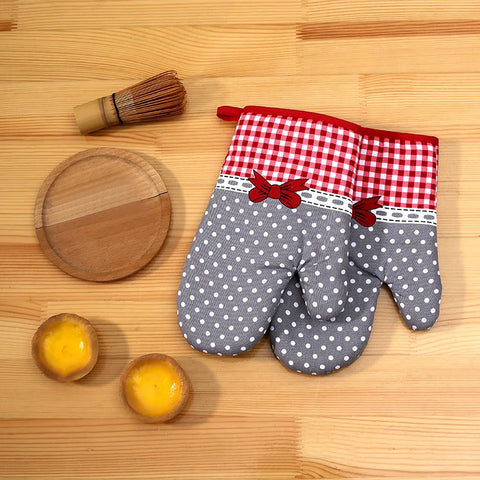 1PC New Pastoral Style Thickened Plaid Microwave Oven Insulation Gloves Microwave Oven Gloves Hot Gloves Kitchenware