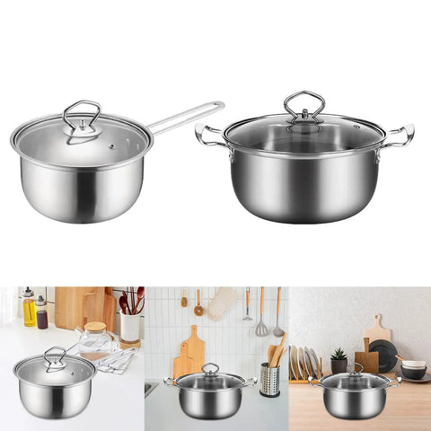 Milk Pot Multifunction Pot Saucepan with Lid Soup Pan Stainless Steel Pot Stockpot for Cafe Kitchen Home Restaurant Sauce