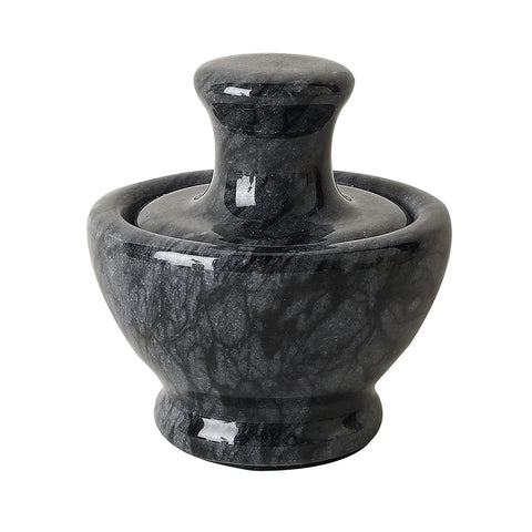 4 Inch Marble Mortar and Mushroom Pestle Stone Grinder Garlic Crusher Spice Mills Black Grinder for Kitchen Fine Grind Easily