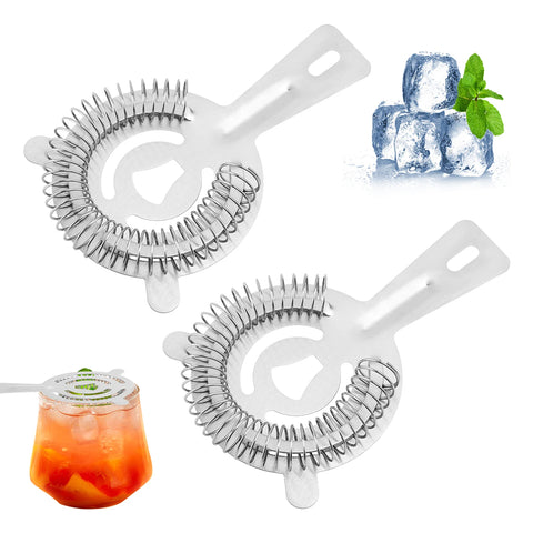 2pcs With High Density Spring Stainless Steel Bartender Club Professional Cocktail Strainer Bar Tool Drink Sieve Easy Clean Home