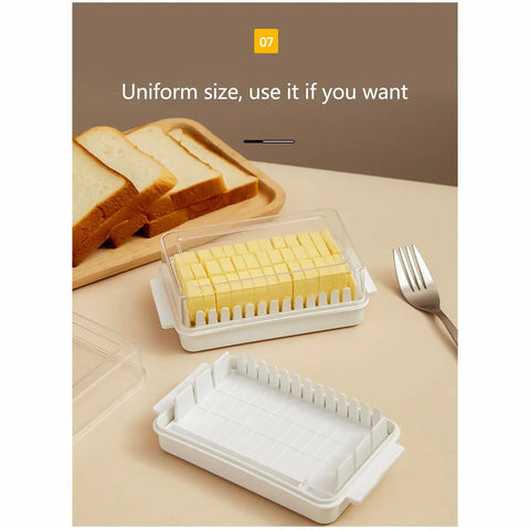 Plastic Butter Dish With Dividable Lid, Quantitative Cutting Butter Dish, Butter Airtight Preservation Container Box