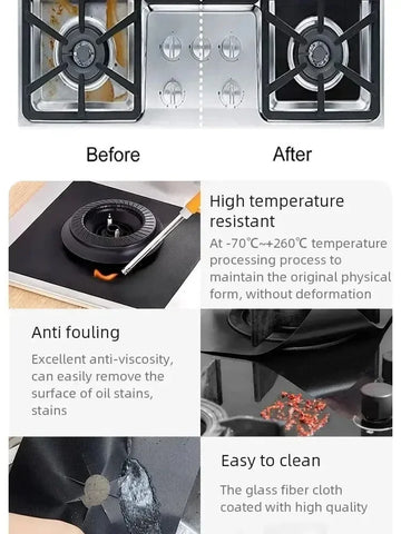 1/4Pcs Gas Stove Protector Cooker Lid Liner Cleaning Pad for Kitchen Pieces Reusable Boiler Hood Protectiv Cookware Accessories