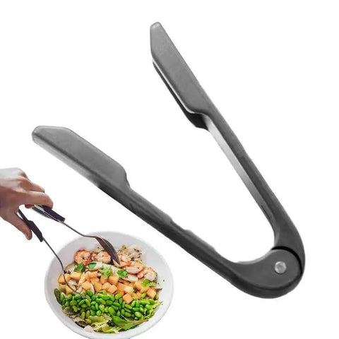 BBQ Tongs Steak Tongs for Inserting forks And Spoons Multi Functional Serving Tongs for BBQ Grilling Salad Cakes Black Space