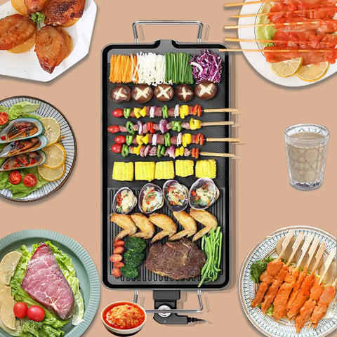 Electric Grills Pan Korean BBQ Wok Barbecue Machine Grilled Meat Baking Adjustable Temperature Hotplate Home Outdoor Grill Tools