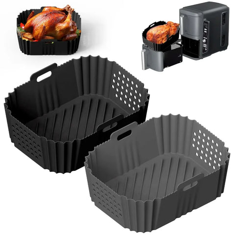 Air Fryer Accessories Set Air Fryer Silicone Basket Oven Baking Tray Silicone Pot Liner Steamer Roasting Rack For Ninja SL400EU