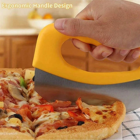 Stainless Steel Pizza Cutter with Cover Food Chopper Herb Cheese Knife Cutter Ring for Precise Pizza Slicing Baking Tools