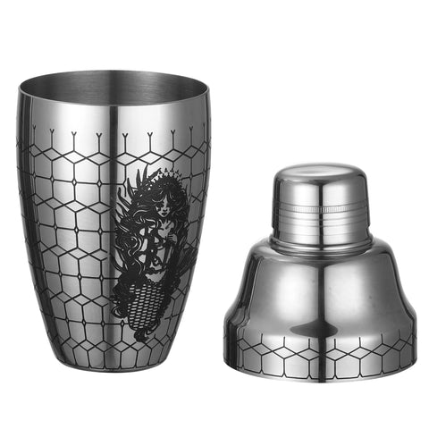 500ml Stainless Steel Cobbler Shaker with Etching Pattern Cocktail Shaker Bar Shaker Cobbler Shaker Bar Tools