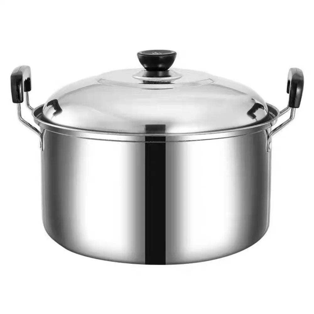 Kitchen Saucepan Stainless Steel Soup Pot Binaural Handle with Lid Stockpot Deepened Stewed Pot Dormitory