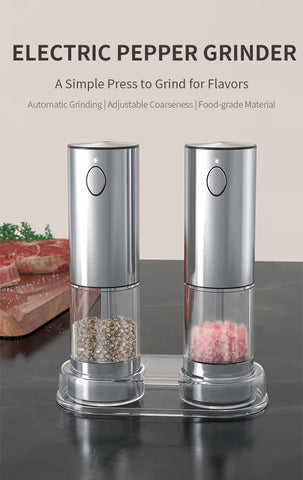 Automatic Pepper Grinder Salt And Pepper Grinder USB Rechargeable Adjustable Coarseness Spice Mill With LED Light Kitchen Tool