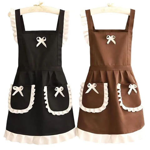 Cute Maid Outfit, Oil and Stain Resistant Apron with Waistband, Kitchen and Restaurant Work Clothes