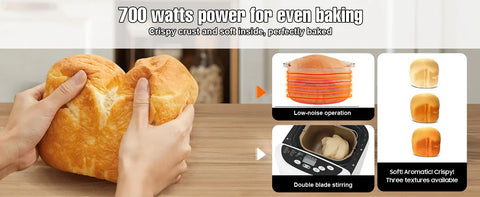 Automatic Compact Dough Machine, Compact and Automatic Non-Stick Bread Making Machine, 12 Menu Functions, with Gluten-Free, 13-H