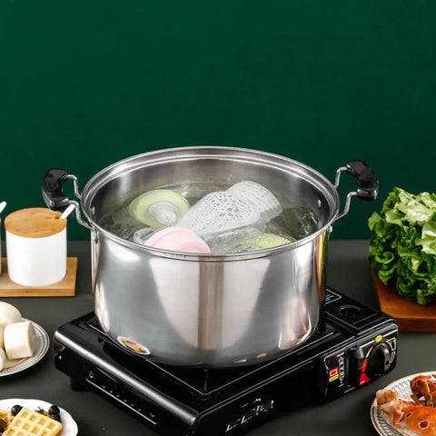 Kitchen Saucepan Stainless Steel Soup Pot Binaural Handle with Lid Stockpot Deepened Stewed Pot Dormitory