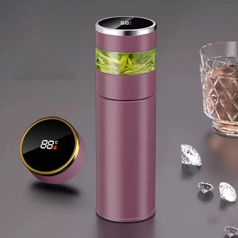 Tea Infuser Vacuum Flask Temperature LED Display 450ml Insulated Cup Stainless Steel Tumbler Thermos Bottle Travel Coffee Mug