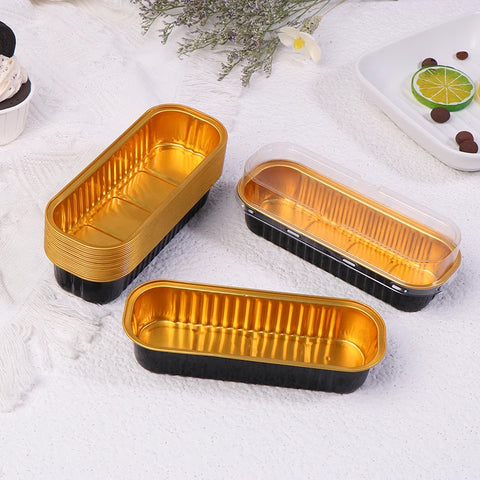 10Pcs Mini Loaf Pans With/Without Lids 6.8OZ Rectangle Aluminum Foil Baking Pans Reusable Mini Bread Containers Muffin Tins