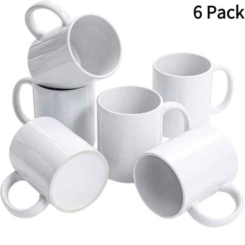 12/6 Pack 11OZ Sublimation Mugs Sets Classic Blank Drinking Cups with Handles DIY Coffee Mug Gift for Sublimation Paper