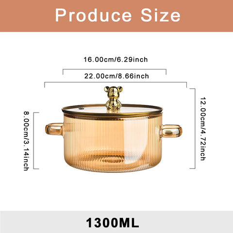 Glass Saucepan Clear Cooking Pot Soup Pot Heating Dual Handles Glass Saucepan With Cover Kitchen Cooking Tools