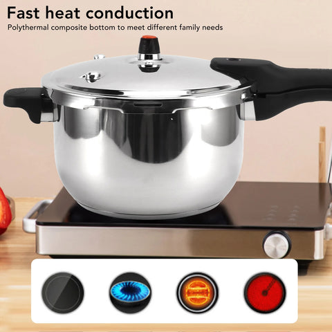 Pressure Cooker Stainless Steel Explosion Proof Multifunctional with Safety Valve 80KPA Security Handle Pressure Cooking Pot