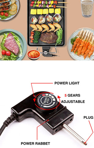 Electric Grills Pan Korean BBQ Wok Barbecue Machine Grilled Meat Baking Adjustable Temperature Hotplate Home Outdoor Grill Tools