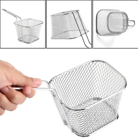 1/2/8Pcs Stainless Steel French Fries Basket Mesh Kitchen Frying Tools Colander Mini Chips Fryer Cooking Frying Basket Strainer