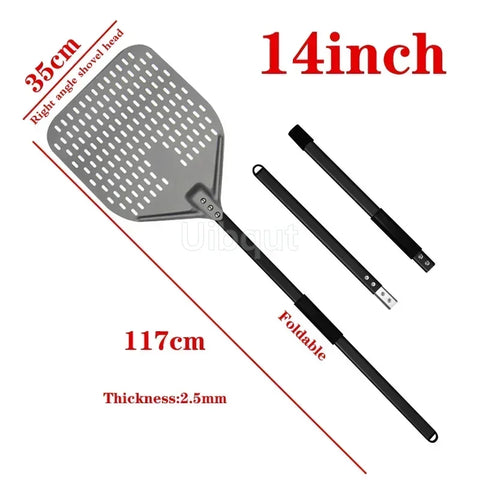 12 14 inch Big long Aluminum Pizza Shovel Peel With Long Handle Accessorie Pizza Paddle Spatula Nonstick Round Pan Baking turner