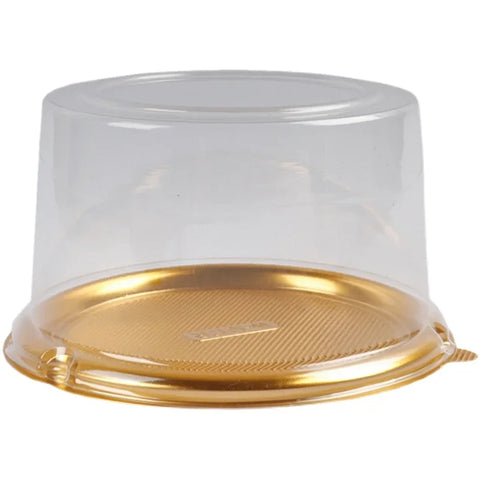 10Pcs Gold Plastic Cake Container with  Dome Lid Disposable Cake Display Containers Round Cake Boards Cake Diameter 6inch