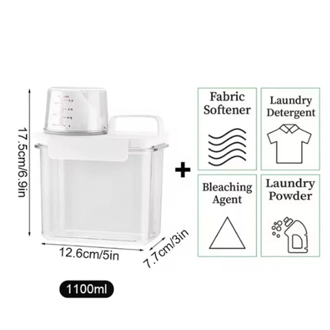 2300ML Detergent Dispenser Refillable Laundry Detergent Dispenser Empty Powder Tank Softener Bleach Storage Container with Scale