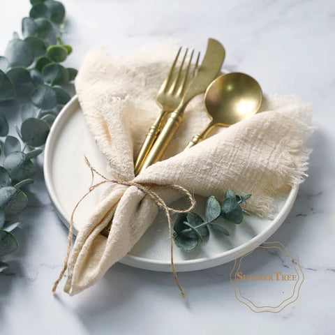 10pcs Napkins 41x41cm Cotton Cloth Gauze Retro Burr Rustic Towel Dining Place Mats Wedding Party Linen Fabric Table Decoration