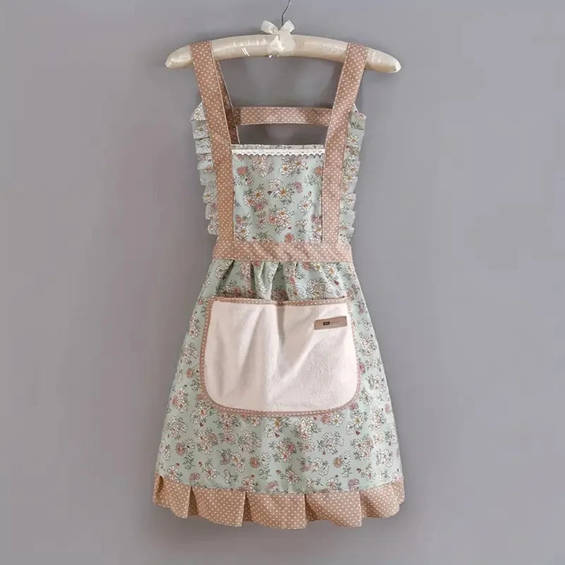 Cute Canvas Apron Breathable Floral Apron Waterproof and Oil-resistant Breathable Workwear Apron Women Men Cooking Floral Apron