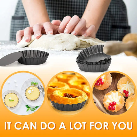 10cm Mini Pie Muffin Cupcake Pans Non-Stick Tart Quiche Flan Pan Molds Pie Pizza Cake Mold Removable Loose Bottom Round Bakeware