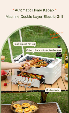 Electric Oven Smokeless Automatic Rotating Lamb Skewer Kebab BBQ Machine Barbecue Grill Roaster Hot Pot Stove Griddle Frying Pan