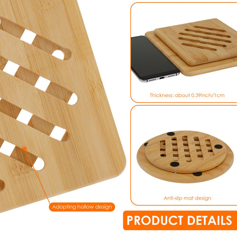 4Pcs Bamboo Trivet Mat Heat Resistant Trivet Hot Pads Natural Bamboo Wood Trivet Reusable Hot Pan Mat Wood Hot Dish Mat Hot Bowl