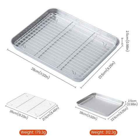 Stainless Steel Baking Pan Tray with Wire Rack Durable BBQ Kitchen Accessories for Even Heat Distribution and Food Presentation