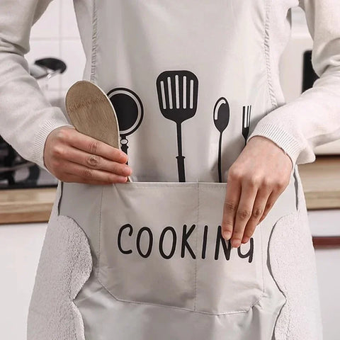 Kitchen Household Waterproof and Oil-proof Men and Women New Apron Cooking Baking Waterproof Oilproof Aprons Hand-wiping