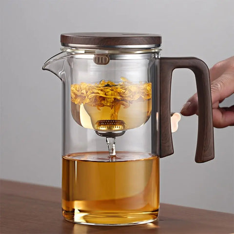 Hot Small Waist Teapot Glass Automatic Separation Automatic Tea Pot Magnetic Filtration White Grey Separation Teapot Office